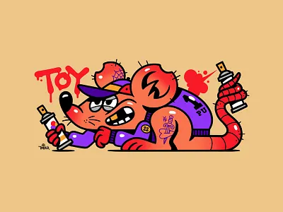 Snitch graffiti illustration new york paint rat spray toy vandal vector