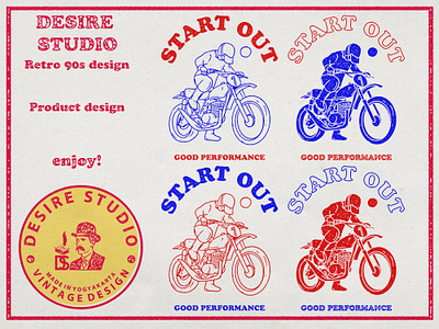 START OUT apparel design apparel logo branding clothing brand clothing design design illustration motorcycle outdoors vintage vintage enduro