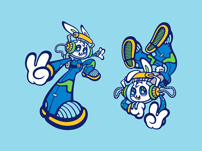 Rave Bunny 90s astronaut bunny coachella festival illustration music rave vector
