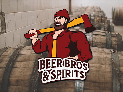 Beer Bros & Spirits Logo beer branding canada design graphic design illustration liquor logo lumberjack spirits vector whiskey