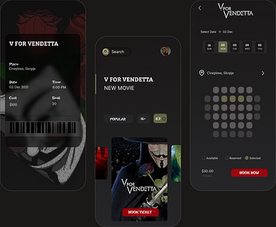 Movies app 🎥 design figma movie vforvendetta