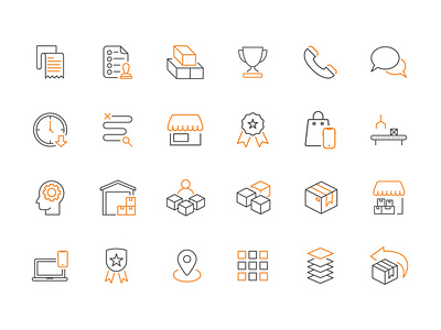 Web Icons | Logistics Services & Products abstract arky black branding design graphic design icons illustration logistics orange orange and black outline romania style transport typography ui ux vector web icons