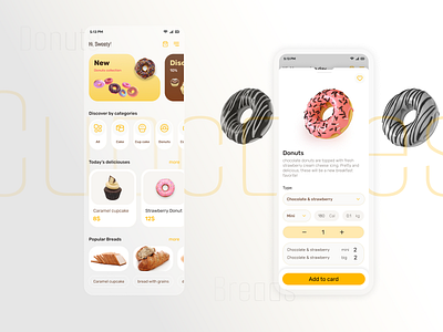 sweety confectionary bakery bread confectionary cool design design donut illustration ui uiux ux yellow