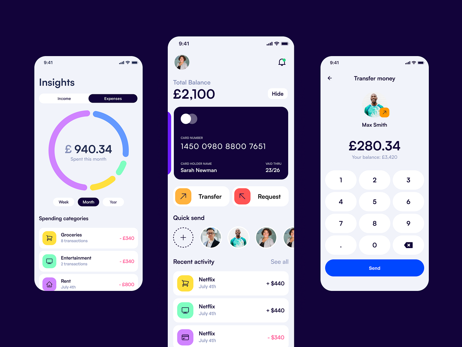 Mobile Banking app - Light Version by Sarah Newman on Dribbble