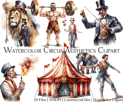 Watercolor Circus Aesthetics Clipart