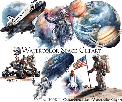 Watercolor Space Clipart