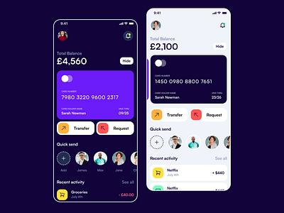 Mobile Banking App - Colour Exploration app design bank banking dark mode ios app light mode mobile app money ui ux