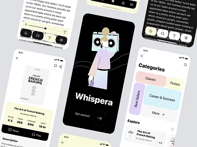 Whispera mobile app android animation app best mobile app book app concept design design design app illustration interaction ios mobile app design mobile interaction motion mvp top mobile app ui ui design ux ux design