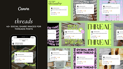 Threads Social Share Image Templates branding canva templates graphic design social social media marketing social media templates