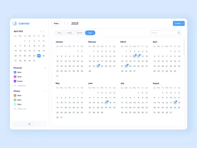 Calentar task event - Time Management UI UX 2023 2024 bi calendar crm design event figma google mail task time managment ui ux web