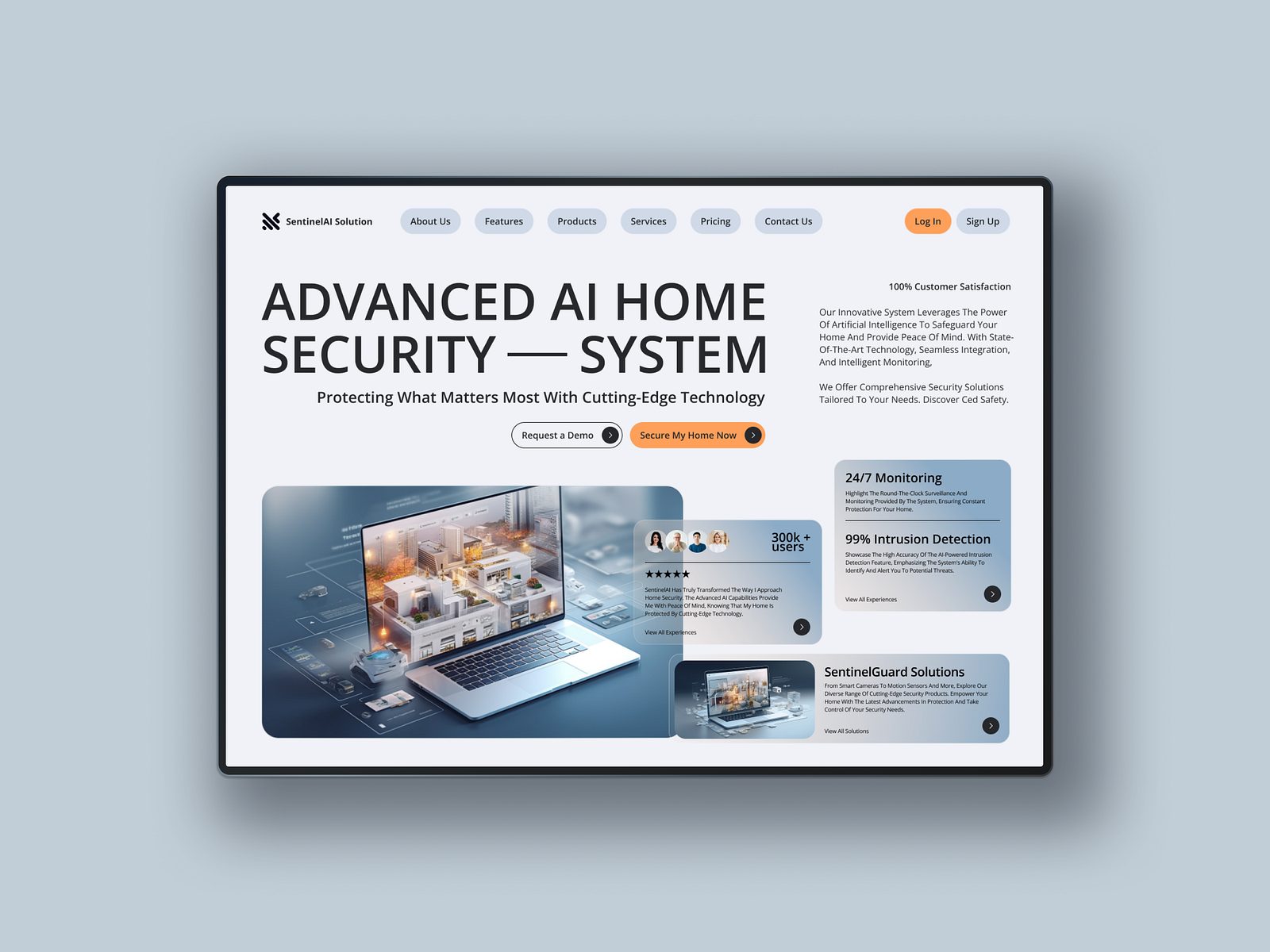 SentinelAI Solution Advanced AI Home Security System Website by Oxana ...