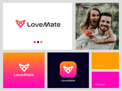 dating logo design - couple, love logo brand identity branding couple dating dating logo datinglogo design logo logo design logos love love logo match minimal modern vector