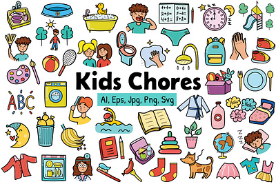 Kids Chores Clipart Collection object