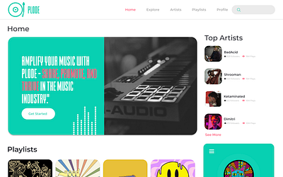 PLODE - Music Upload and Streaming Website branding design graphic design ui ux