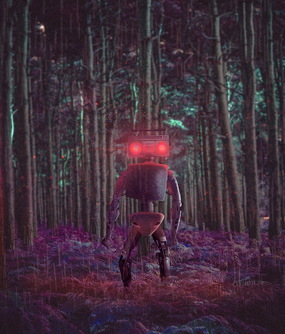 pink robot graphic design photoshop rain