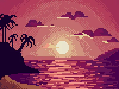Sunset ilustration landscape pixel art
