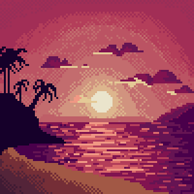 Sunset ilustration landscape pixel art