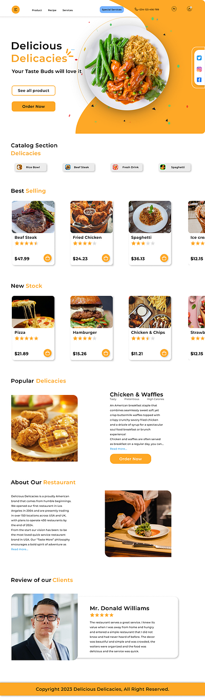 I Designed a Full web UI Design for a Food restaurant figmadesign ui ux