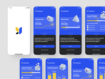 💰 FindTrackr - Financial Tracker (Onboarding Flow) android app app design clean data finance financial financial app interface ios iphone manage management minimal money onboarding typography ui uiux uxdesign