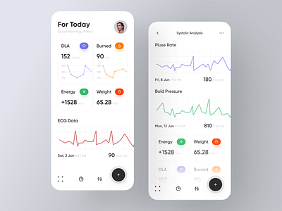 Health App UI design health care health overview health tracker healthcare healthy home screen ios minimal app mobile ui modern app sleep tracker telemedicine ui ux