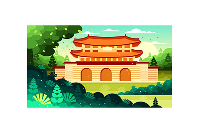 Korean Palace Illustration temple