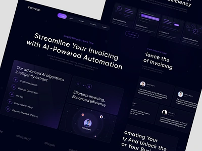 Invomoon - SaaS Landing Page accounting ai clean homepage invoice invoice ai invoice landing page invoicing landing page management online invoice payment proposal saas saas landing page ui web web design website website design