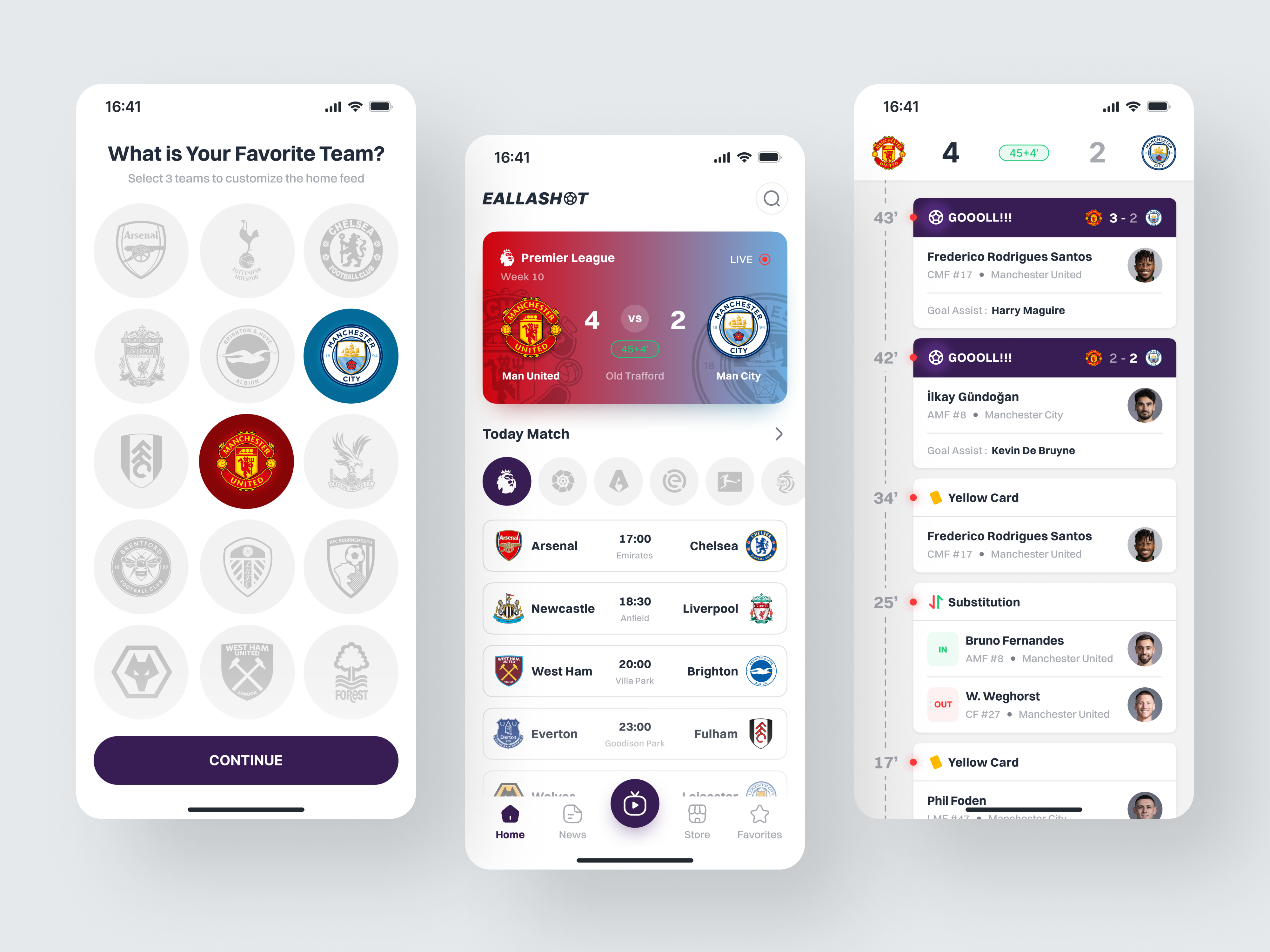 Example of Soccer Live Scores App - EallaShot