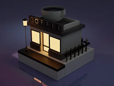 Coffee Shop 3d 3d designing blender branding design