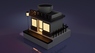 Coffee Shop 3d 3d designing blender branding design