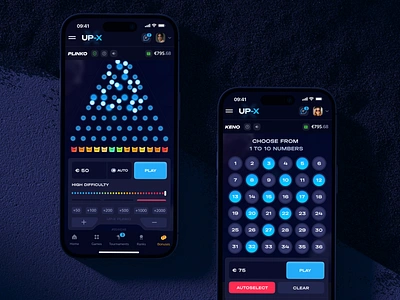 UP-X – Plinko & Keno Game bet betting casino casino app casino design casino ui crash dice gamble gambling game interface game ui gaming jackpot lottery mobile platform roulette slots uiux