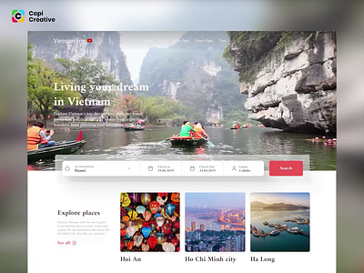 Viet Nam Trip - Travel Web UI Design branding design home page design modern web design travel web travel web design trending web design ui uidesign viet nam trip web web design web ui design