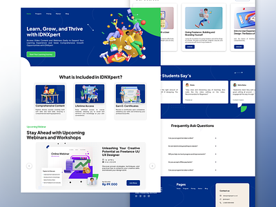 IDNXpert - E-learning Platform Landing Page courses design e learning edu education education platform landing page learning platform online learning online webinar platform ui ux web web design webinar workshop