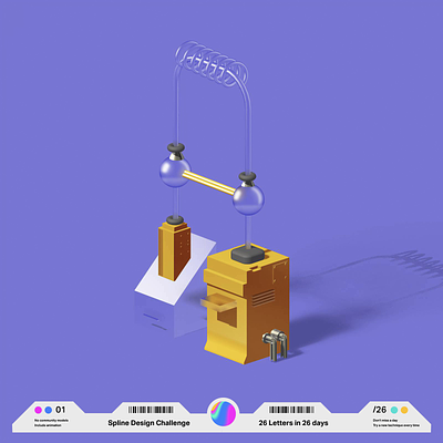 Spline Design Challenge: A 3d a animation class geometric gold illustration letter machine