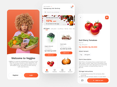 Veggie Marketplace app application design design application designapp designapplication ecommerce figma freshfood marketplace typography ui ui design uidesign uiux ux ux design uxdesign uxui vegetable