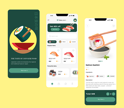 Japanese Food App app design branding design figma food app food ui food ux ui ux website