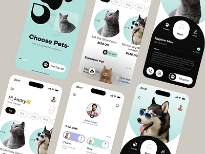 Pet Adoption App Design animalcare app development application appui mobile app mobile app design pet adopt pet adoption pet care pet mobile apps pets app petshop product app veterinary