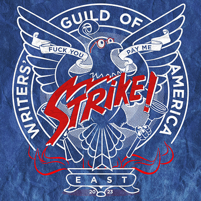 WGA East on Strike! adobe illustrator illustration logo strike vector wga writers guild writers strike