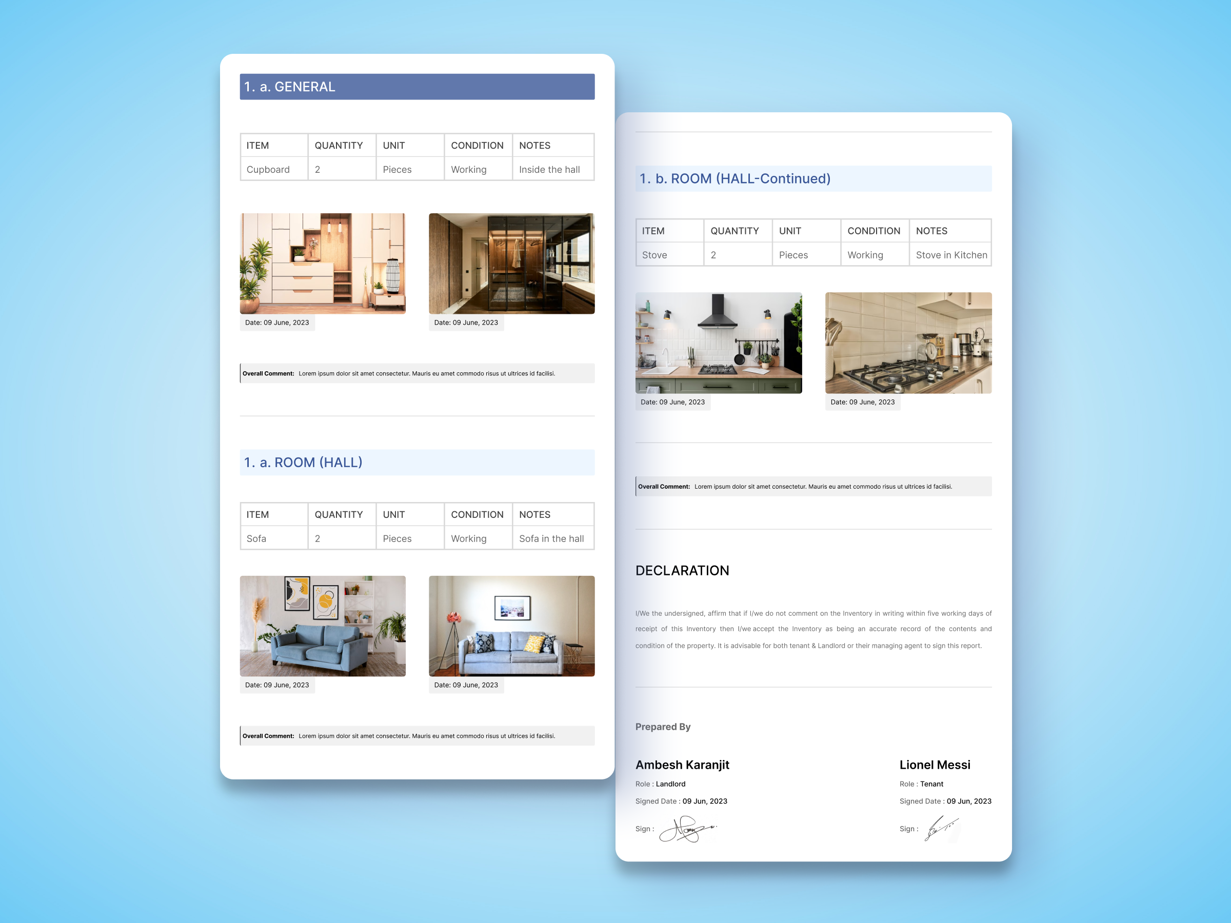 Tenant Inventory Inspection Summary UI Web Design app branding design graphic design illustration logo typography ui ux vector
