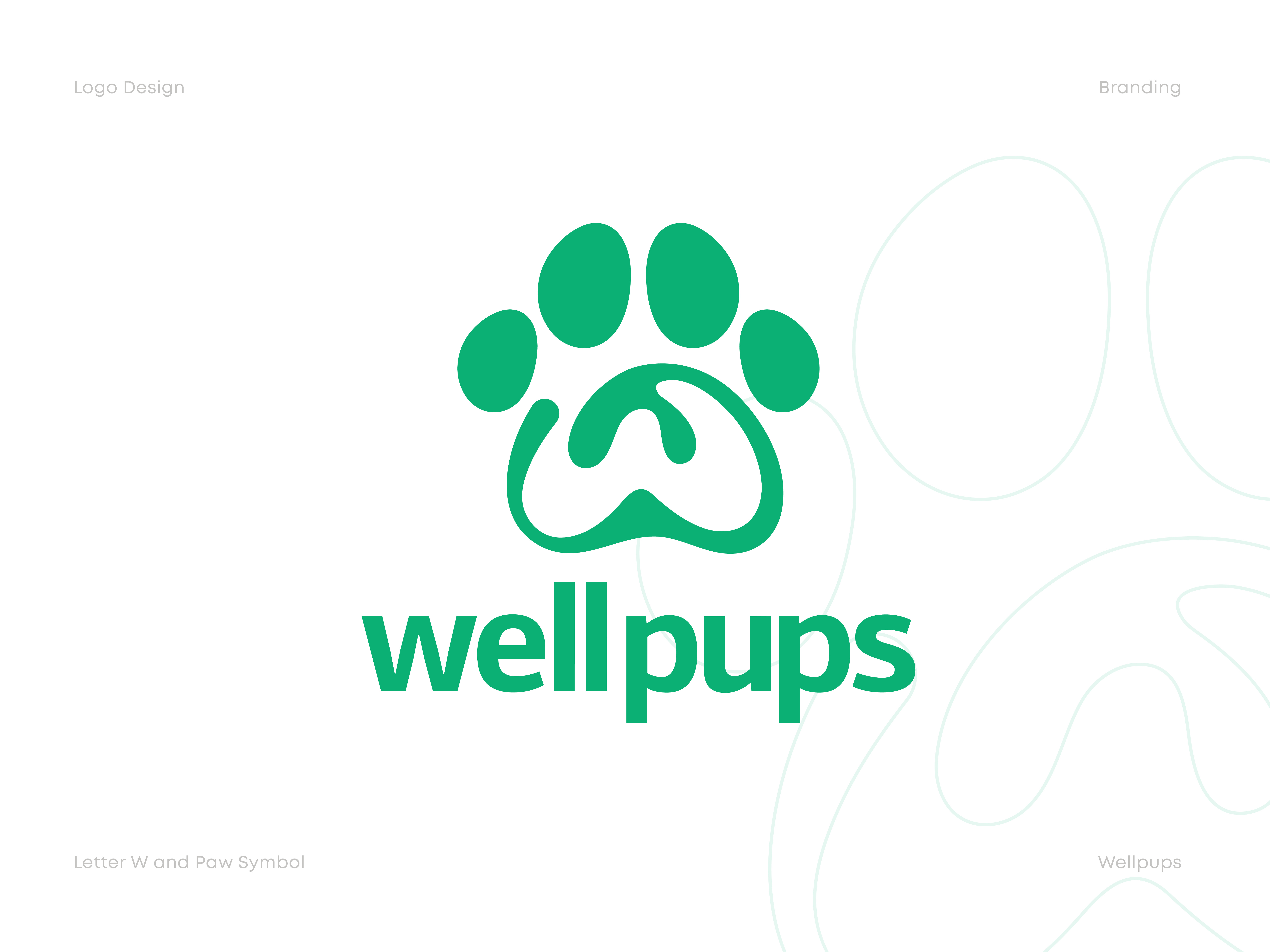 well pups logo design brand branding icon identity letter w logo logo logo design logodesign logomark logos logotype mark paw logo pet logo puppy symbol vector w logo w paw