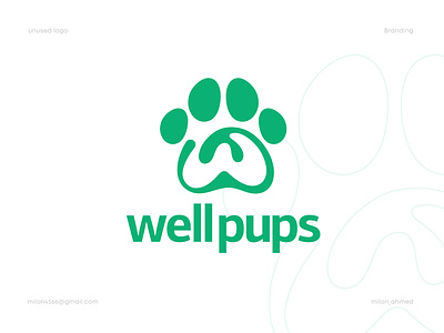 well pups logo design brand branding devignedge icon identity letter w logo logo logo design logodesign logomark logos logotype mark paw logo pet logo puppy symbol vector w logo w paw