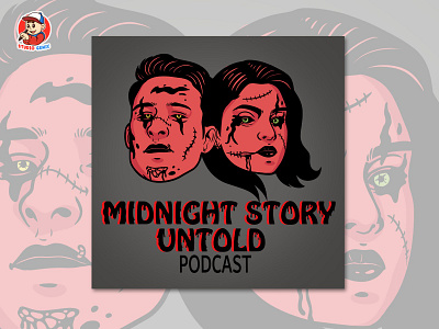 Midnight Story Untold Podcast cartoon cover art design cartoonpodcast illustration untoldpodcast