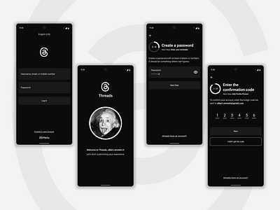 Threads Sign Up Process • Daily UI android concept daily daily ui challenge dailyui design concept instagram log in meta mobile phone register sign in sign up sign up form sign up page signup threads ui