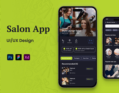 Salon App UI application design graphic design landing page mobile app ui ux