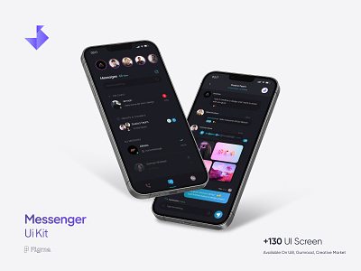 Messenger Mobile and Desktop App UI Kit chat chatting design desktop app group chat message messenger mobile app slack story telegram ui ui kit user interface ux video call video chat voice call voice chat whatsapp
