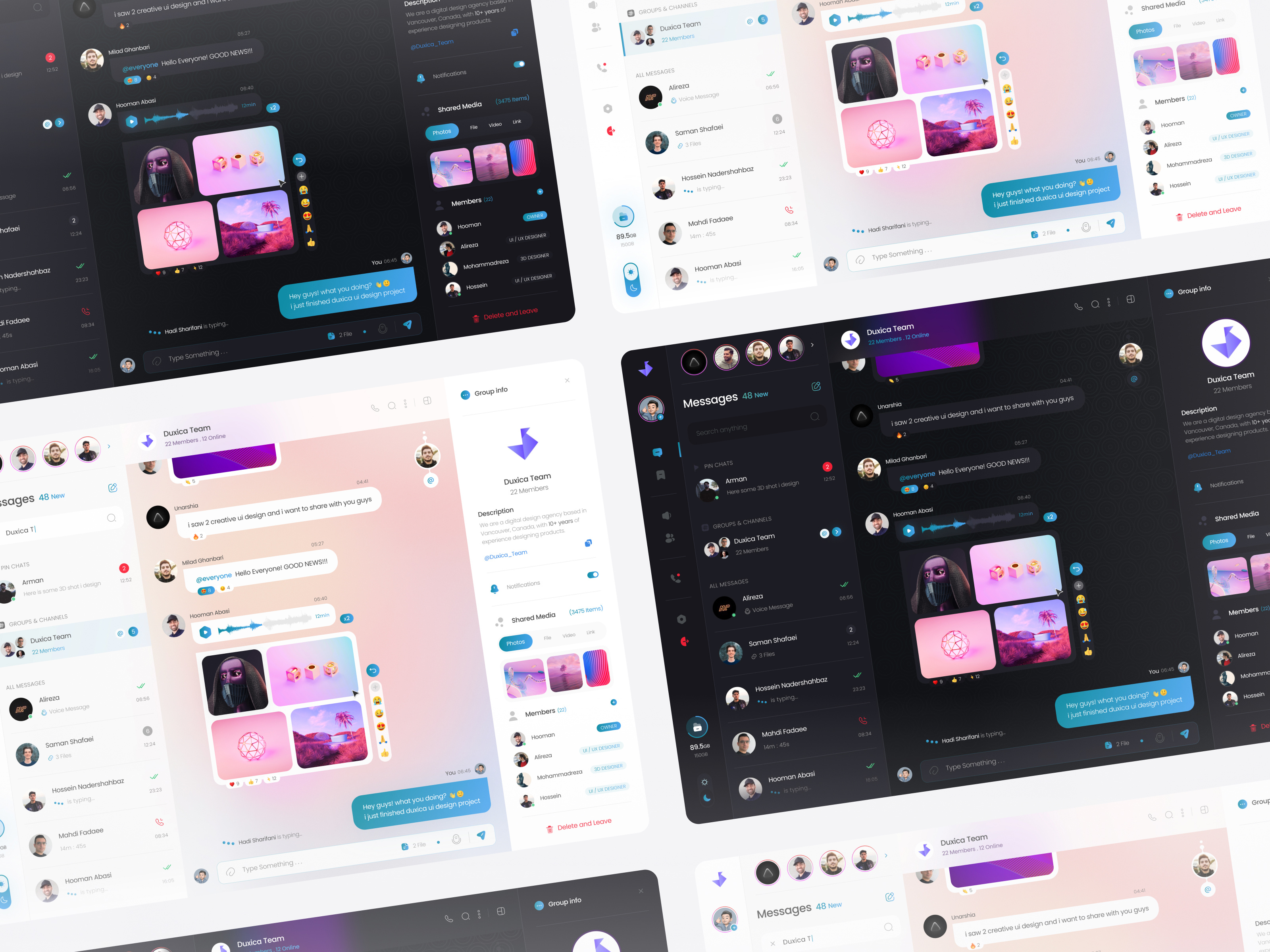 Messenger Mobile and Desktop App UI Kit by Duxica Design Agency for ...