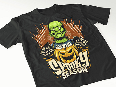 Spooky Season - Monster Pumpkin Halloween T-shirt Design apparel design art artwork cartoon clothing design design fall frankenstein graphic design halloween halloween artwork design halloween t shirt design horror illustration monster monster pumpkin monster pumpkin t shirt design spooky spooky season t shirt design