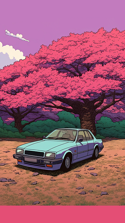 🌸Cherry Blossom Dreams✨ automotive art car art car illustration design digital art illustration japanese cars
