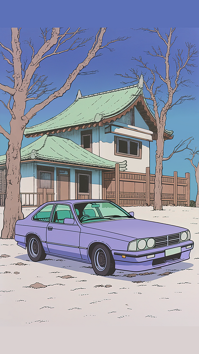 💜Peaceful Winter❄️ automotive art car art car illustration design digital art illustration japanese cars