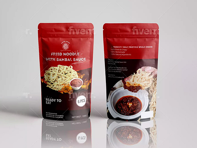 standing pouch packaging design fried noodle red and black branding design graphic design