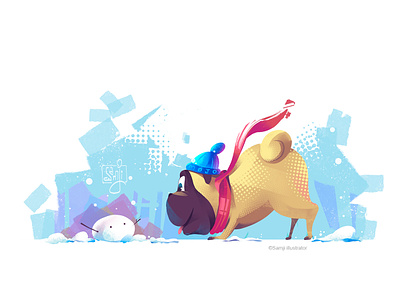 Mojo... character design dog freelance illustrator illustration illustrator procreate pug samji illustrator winter